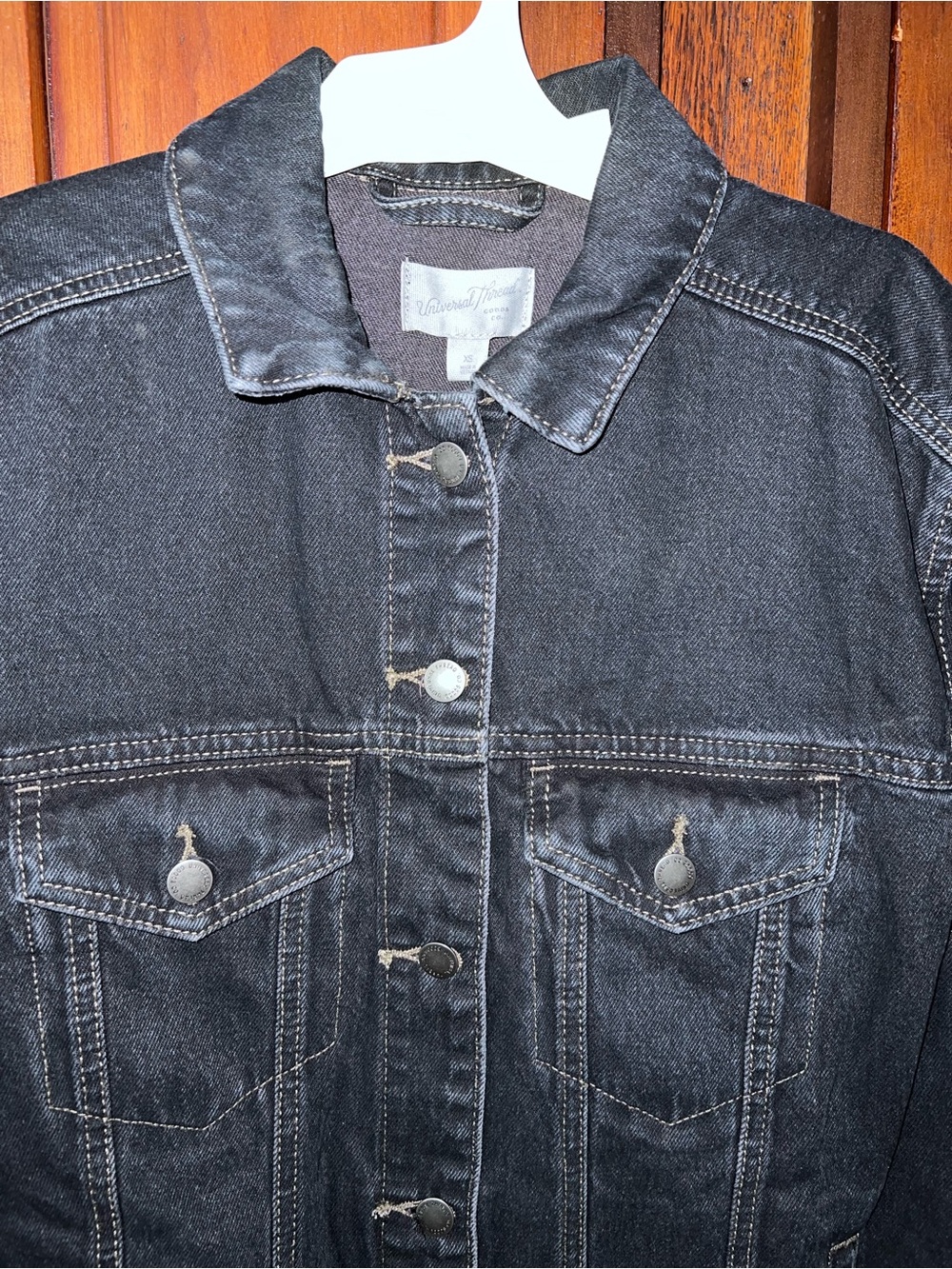 Universal Thread Denim Jacket Black Jean Jacket Classic Style Washed Black - Picture 5 of 11